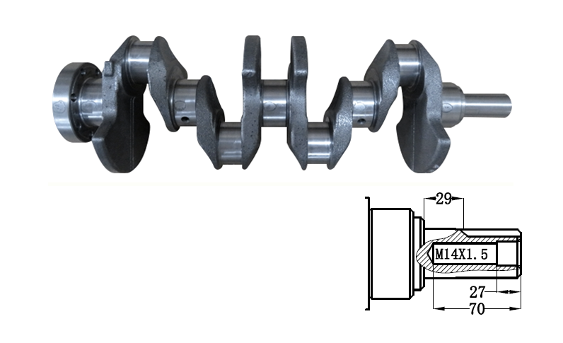 NISSAN NP200 PETROL(K7MF) CRANKSHAFT – CAST IRON 14.5mm HOLE M14 THREAD